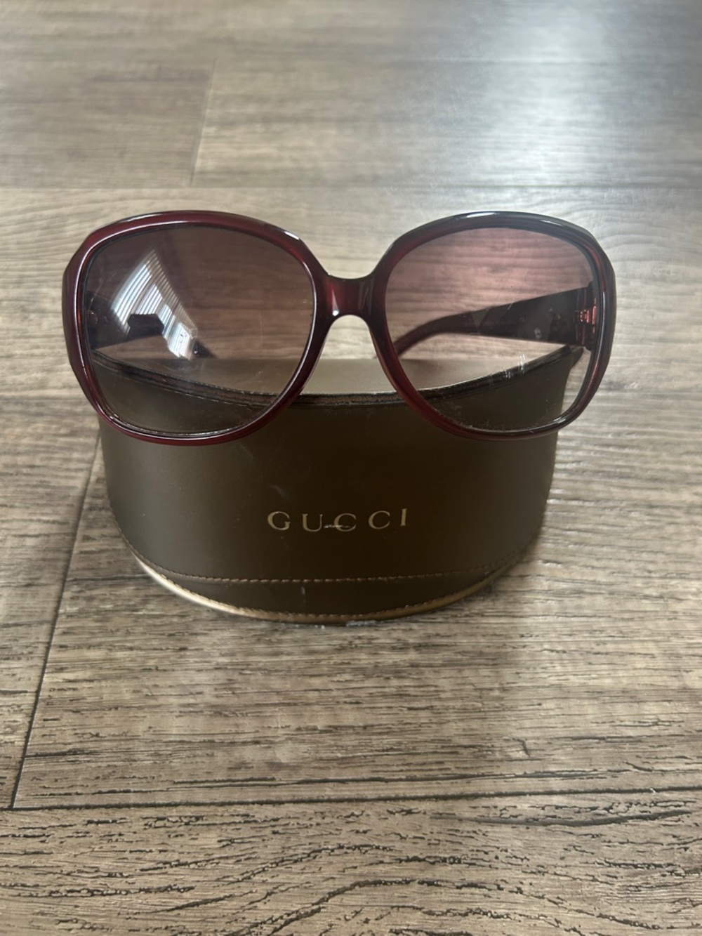 Gucci Women's Wine Red Gradient Oversized Sunglasses